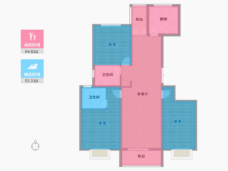 陕西省-西安市-崇立嶺秀城-104.81-户型库-动静分区