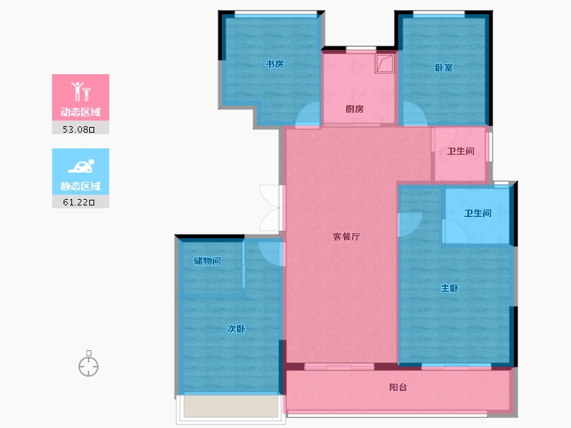 浙江省-杭州市-杭房·湖著观邸-102.90-户型库-动静分区