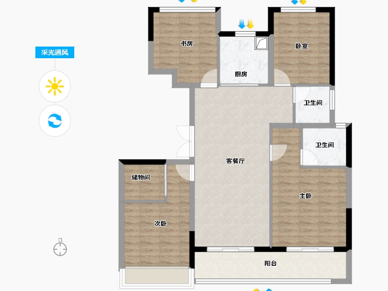 浙江省-杭州市-杭房·湖著观邸-102.90-户型库-采光通风