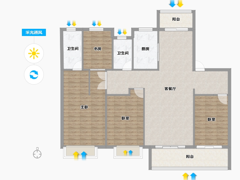 山西省-晋中市-电建地产·晋中洺悦宸苑-133.34-户型库-采光通风