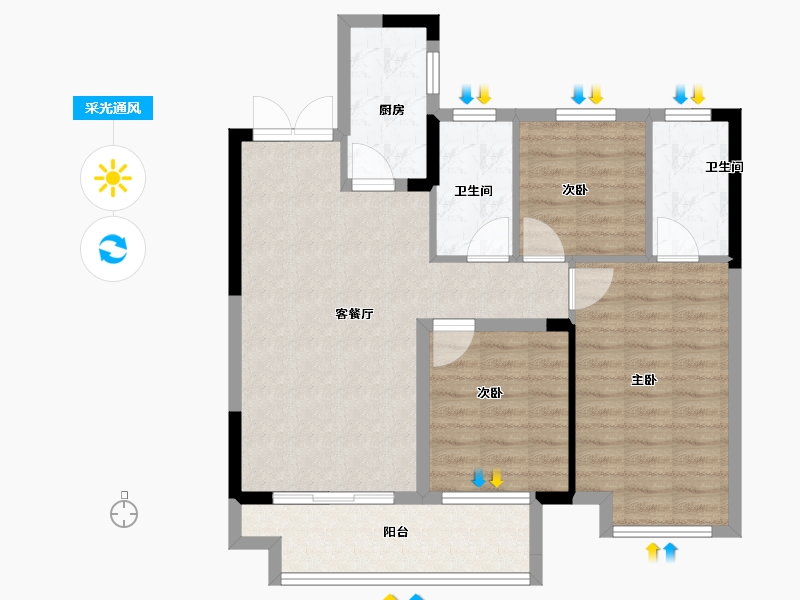 浙江省-绍兴市-中国铁建嵊星湾-80.68-户型库-采光通风