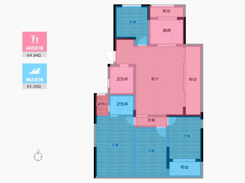 浙江省-杭州市-万科星图光年轩-112.43-户型库-动静分区