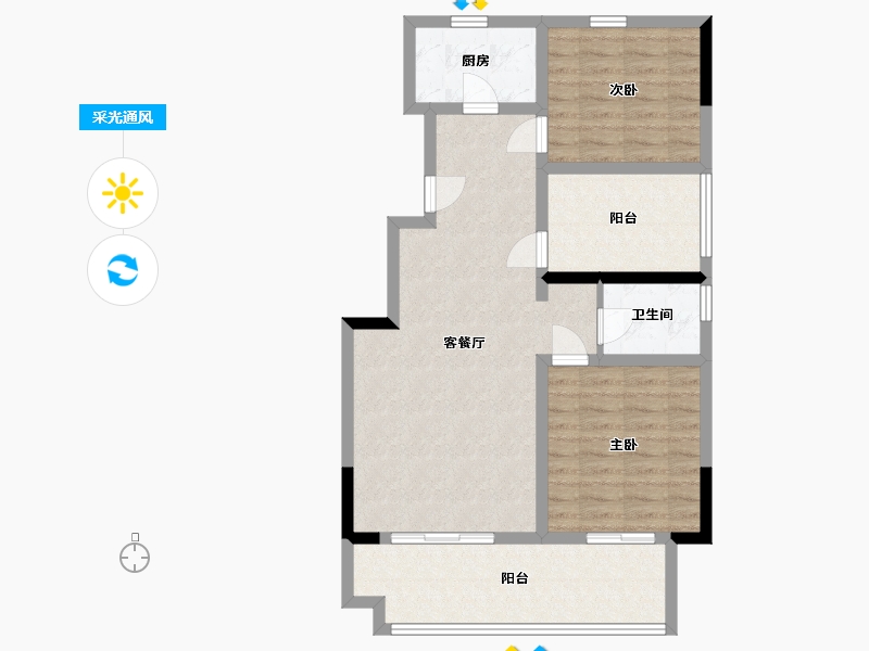 安徽省-滁州市-金大地时代公馆-90.00-户型库-采光通风