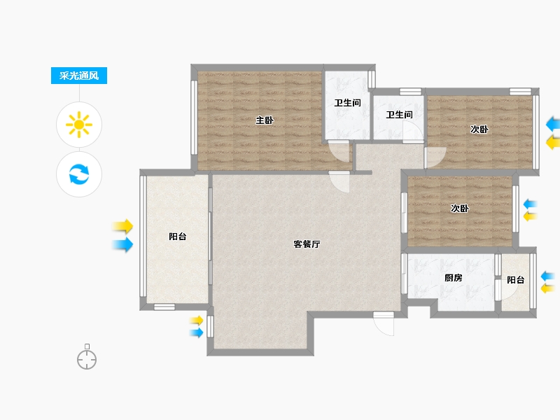 四川省-绵阳市-阳光城江山悦-110.00-户型库-采光通风