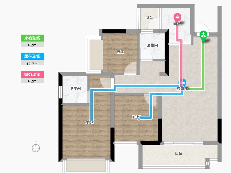 四川省-宜宾市-之语·北城新居-71.10-户型库-动静线