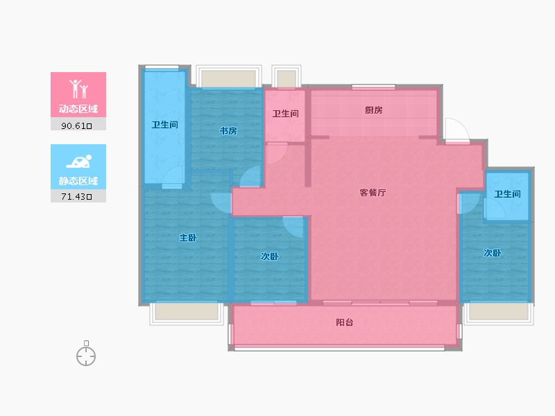 江苏省-苏州市-华侨城龙湖·启元-148.00-户型库-动静分区