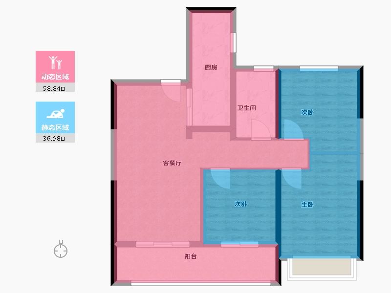 江苏省-苏州市-运河铂湾澜庭-85.60-户型库-动静分区