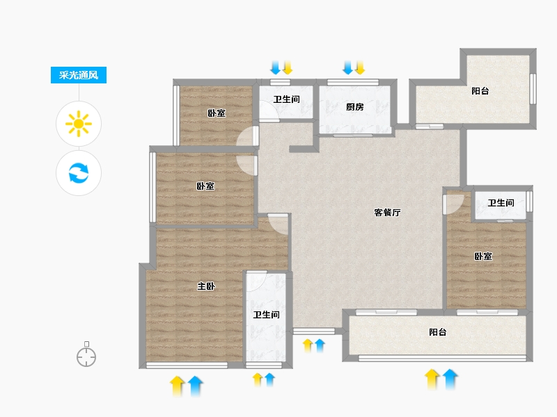 四川省-绵阳市-璟上江澜璟园-136.80-户型库-采光通风