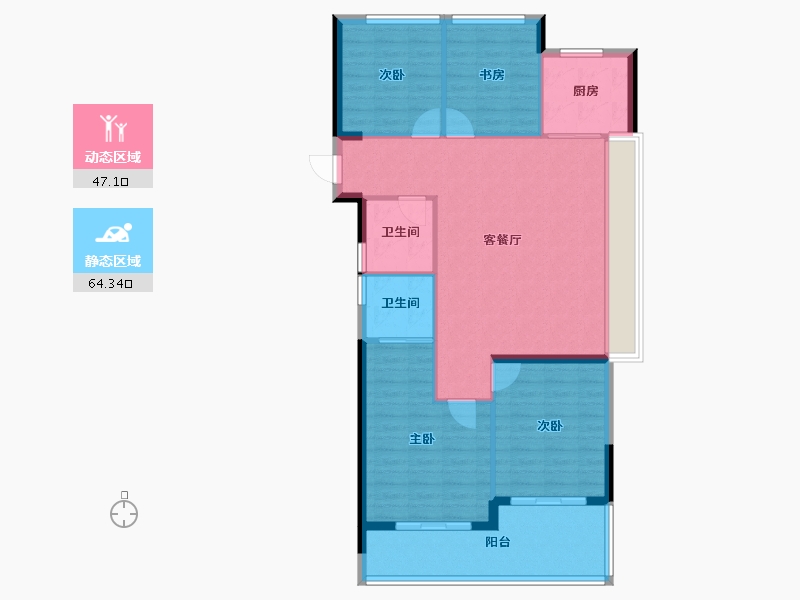 浙江省-杭州市-杰立潮前府-101.73-户型库-动静分区