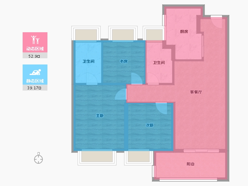 上海-上海市-璀璨湖畔-82.43-户型库-动静分区