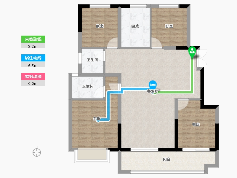 山东省-聊城市-孟达·水樾澜庭-98.40-户型库-动静线