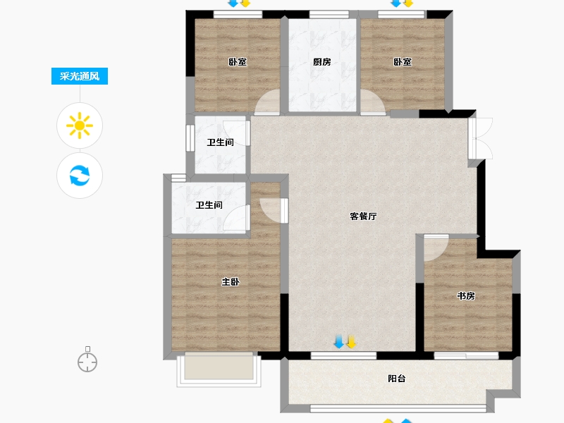 山东省-聊城市-孟达·水樾澜庭-98.40-户型库-采光通风