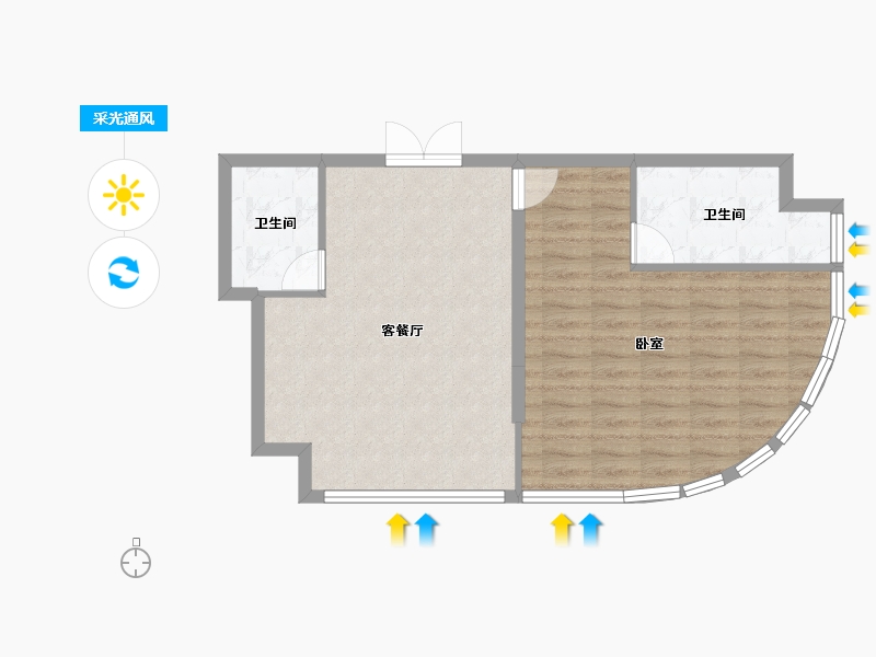 江苏省-南京市-慧湾公寓-64.80-户型库-采光通风