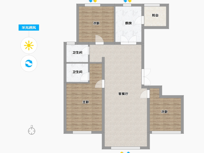 山东省-潍坊市-圣菲漫步-北区-104.00-户型库-采光通风