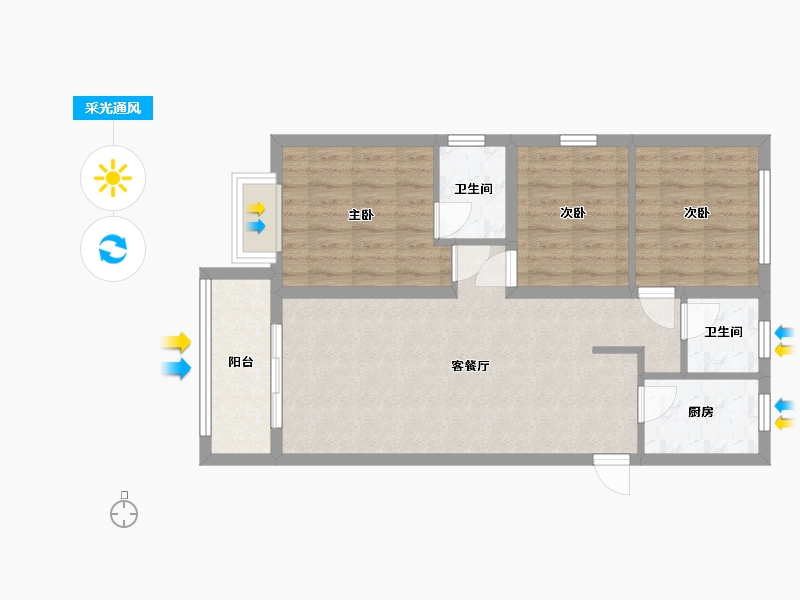 山东省-济南市-万象东方-85.60-户型库-采光通风