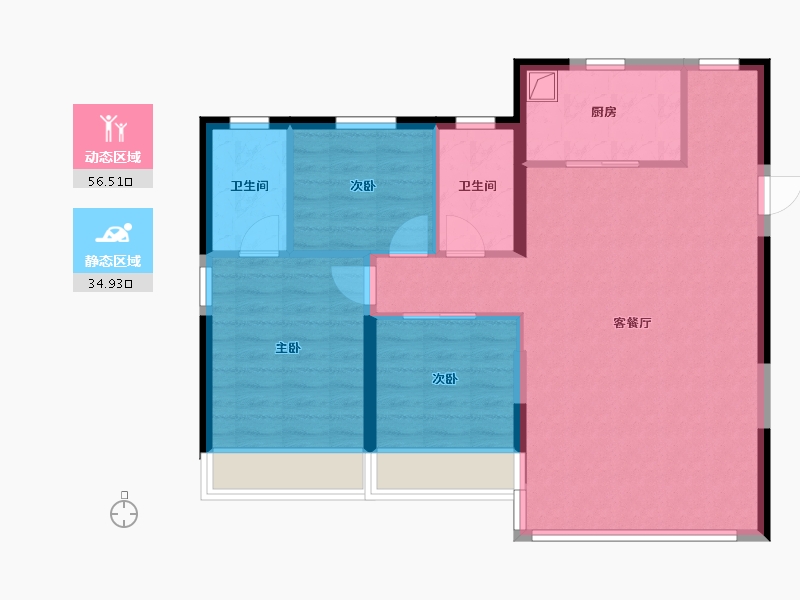 甘肃省-兰州市-兰州万达城-82.63-户型库-动静分区