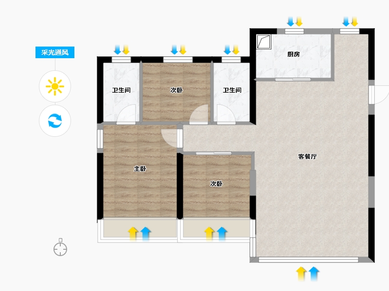 甘肃省-兰州市-兰州万达城-82.63-户型库-采光通风