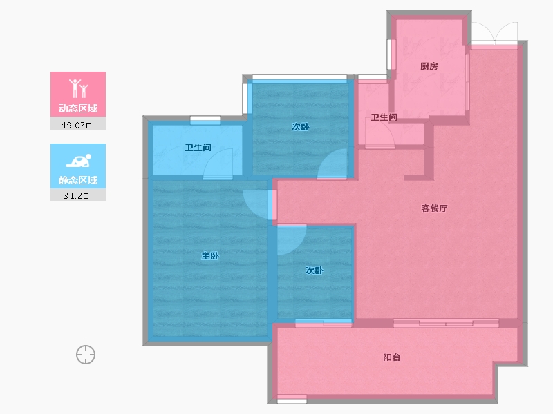 安徽省-合肥市-文一朗书轩-71.70-户型库-动静分区