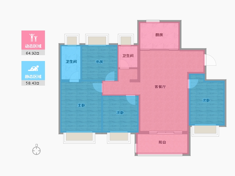 上海-上海市-璀璨湖畔-112.00-户型库-动静分区