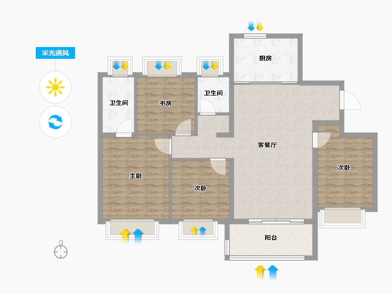 上海-上海市-璀璨湖畔-112.00-户型库-采光通风