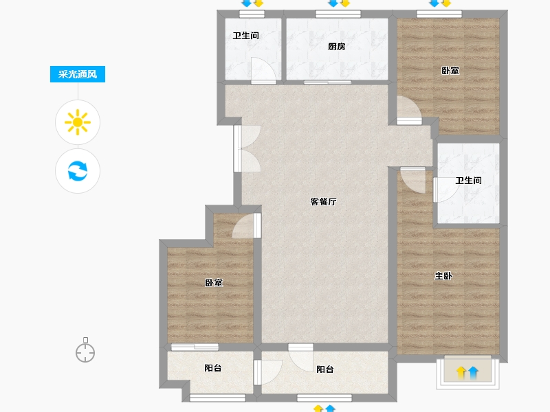 山东省-潍坊市-恒信风华尚品-98.40-户型库-采光通风