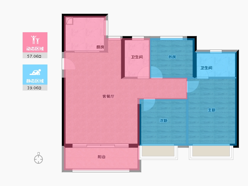 江苏省-南京市-颐居·华发颐和四季府-86.83-户型库-动静分区