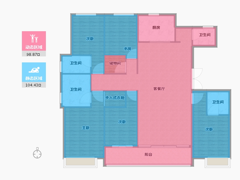 浙江省-杭州市-望翠蓝庭-188.01-户型库-动静分区