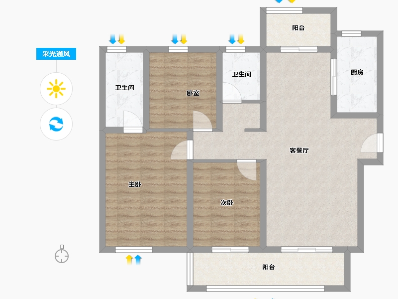 四川省-成都市-贤悦府-98.98-户型库-采光通风