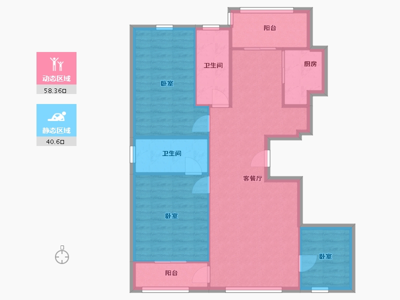 辽宁省-丹东市-金色水岸-90.00-户型库-动静分区