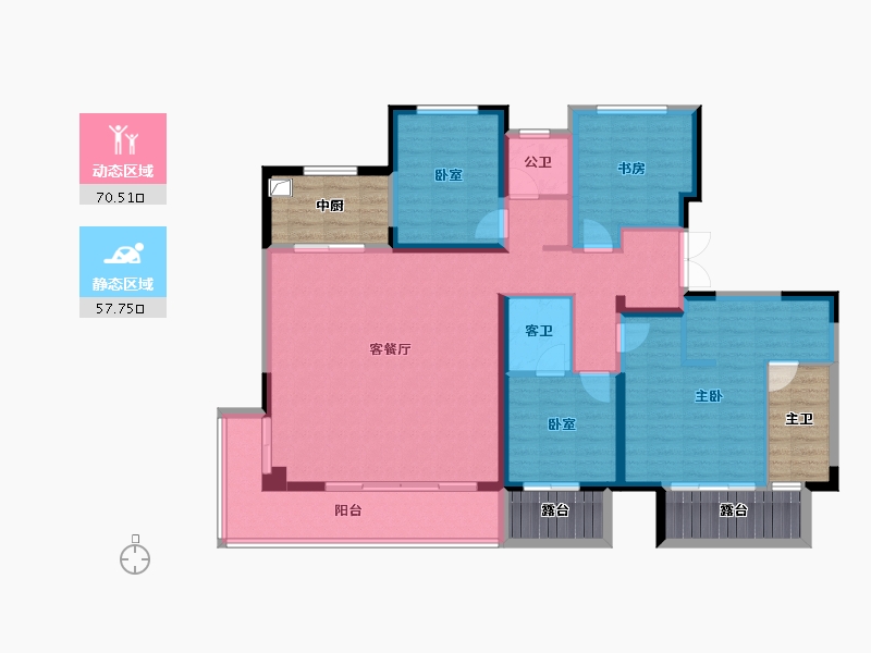 陕西省-西安市-金地·玖峯悦-135.12-户型库-动静分区