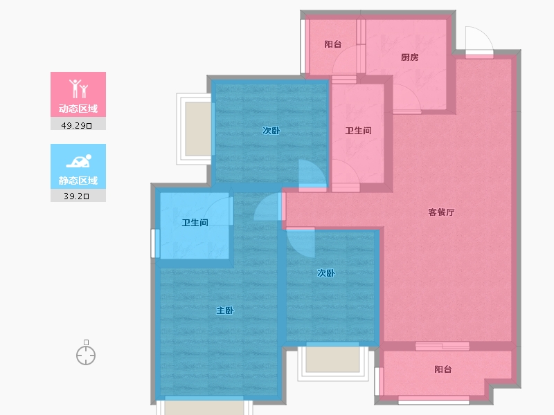 四川省-自贡市-融创观溪樾-84.34-户型库-动静分区