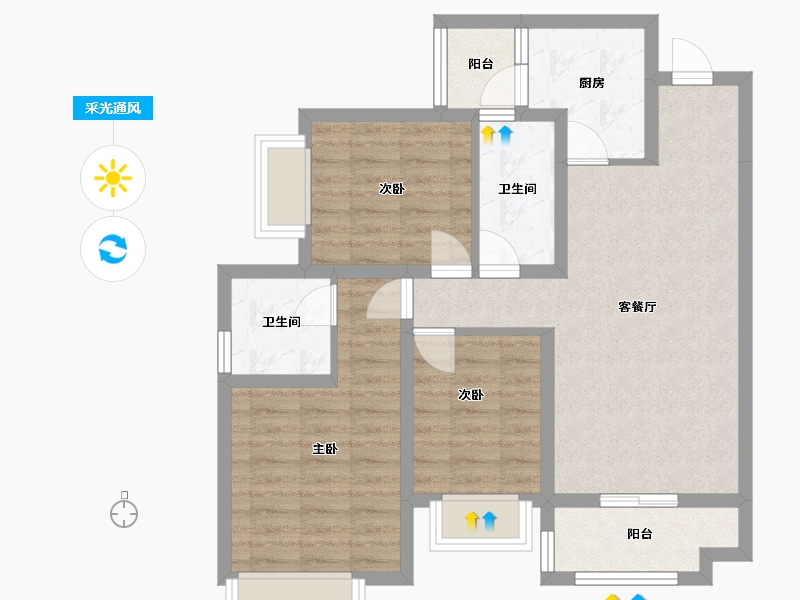 四川省-自贡市-融创观溪樾-84.34-户型库-采光通风