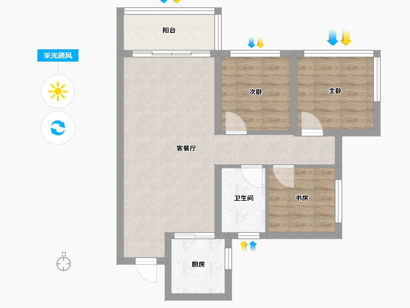 广东省-湛江市-铭鹏福璟-62.40-户型库-采光通风