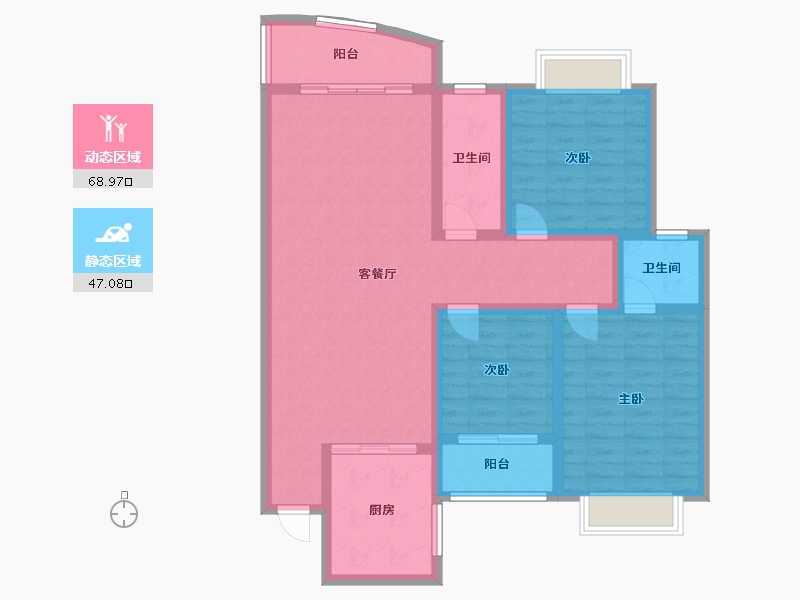 湖南省-湘潭市-凯旋和府-102.40-户型库-动静分区