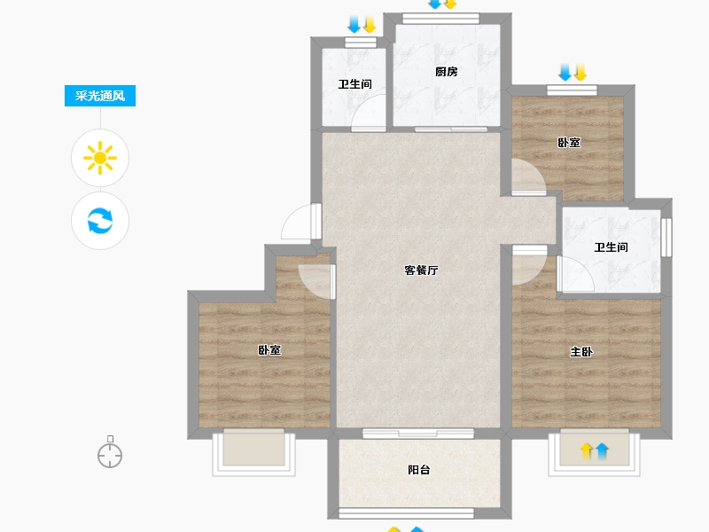 浙江省-宁波市-浩璟府-71.20-户型库-采光通风