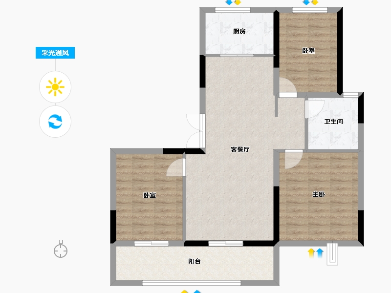 安徽省-阜阳市-万像一号院-88.00-户型库-采光通风