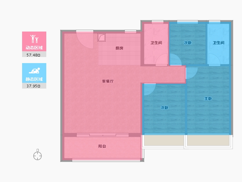 江苏省-苏州市-华侨城龙湖·启元-86.88-户型库-动静分区