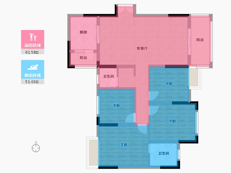 重庆-重庆市-滨河晓月-106.60-户型库-动静分区