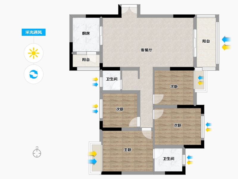 重庆-重庆市-滨河晓月-106.60-户型库-采光通风