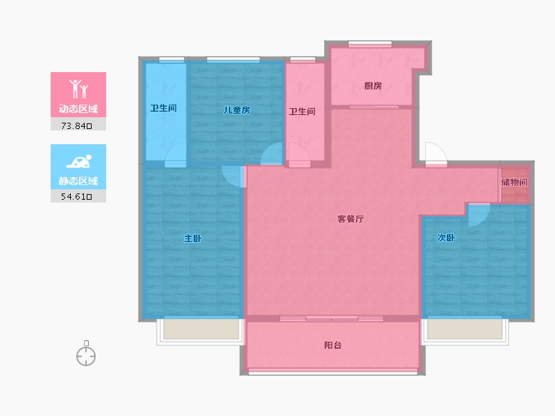 陕西省-榆林市-开城锦里-116.96-户型库-动静分区