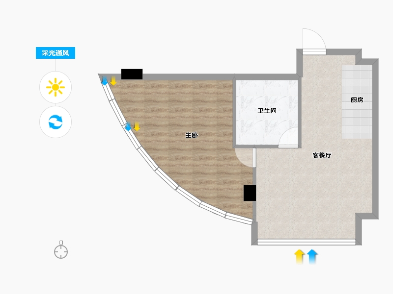 江苏省-南京市-慧湾公寓-54.59-户型库-采光通风