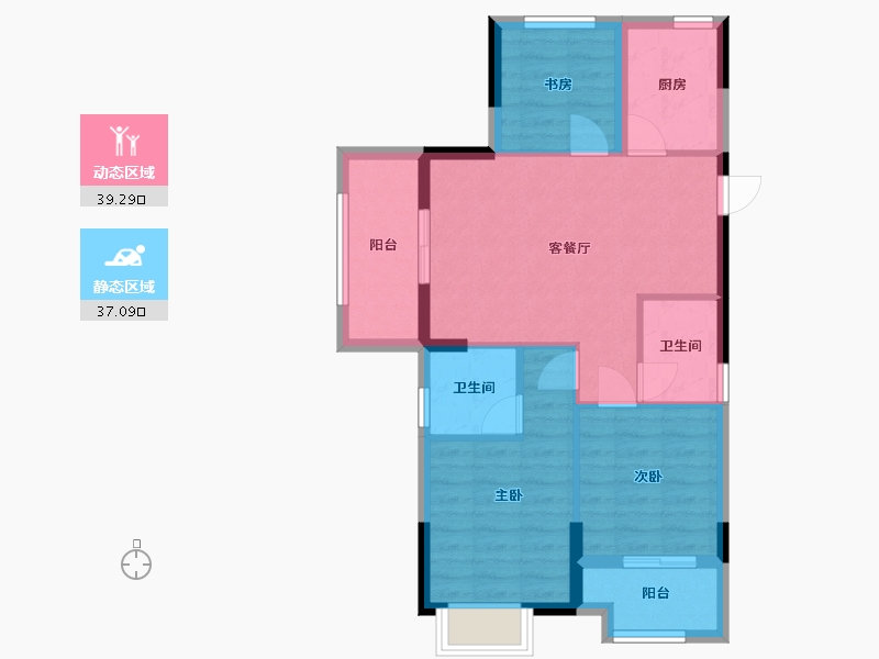 浙江省-杭州市-清正源府-76.00-户型库-动静分区