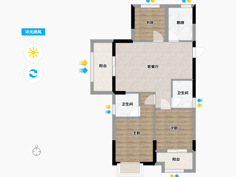 浙江省-杭州市-清正源府-76.00-户型库-采光通风