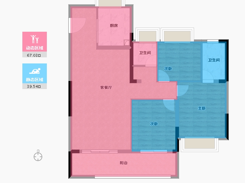 湖北省-荆州市-鼎仁荆蓉府-96.41-户型库-动静分区