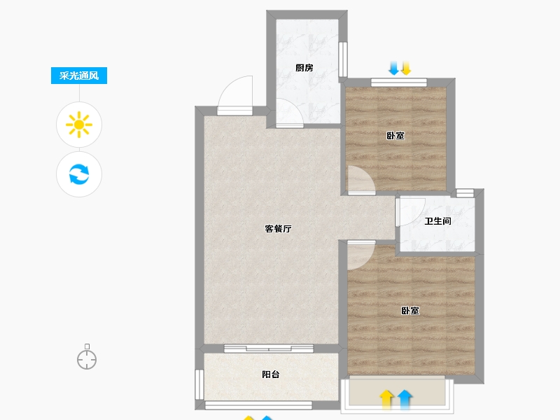 浙江省-绍兴市-中国铁建嵊星湾-62.23-户型库-采光通风