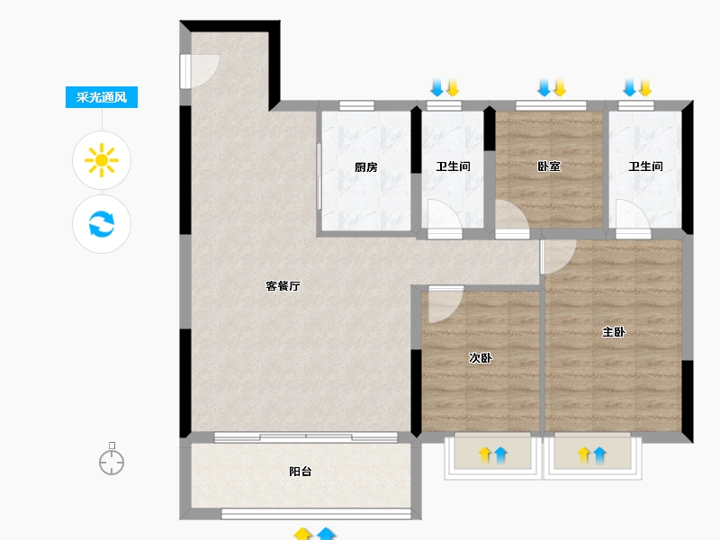 浙江省-宁波市-映樾府-89.27-户型库-采光通风