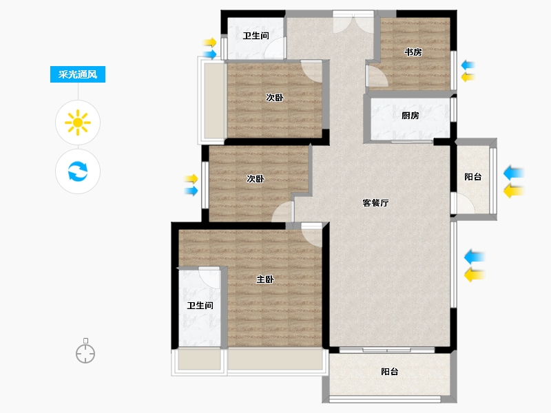 四川省-成都市-中港东湖壹号-113.33-户型库-采光通风