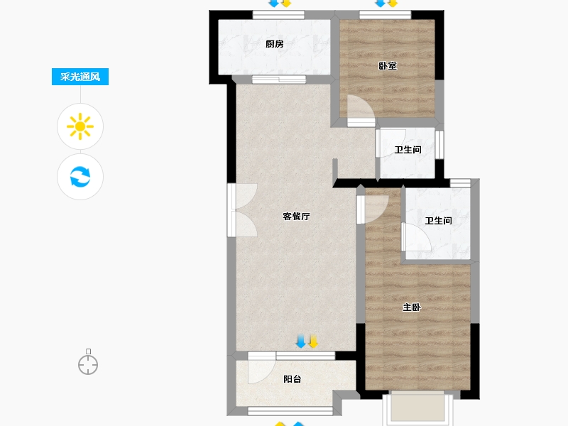 河北省-邢台市-龙门御府-61.19-户型库-采光通风