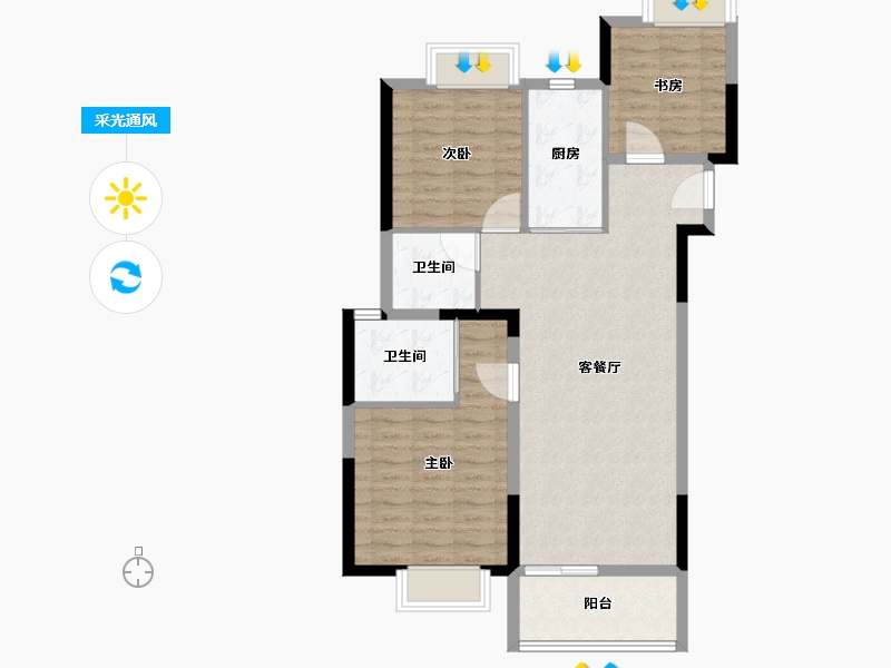 湖北省-武汉市-江悦蘭园-88.00-户型库-采光通风