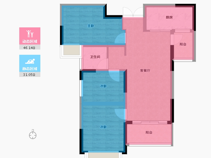 四川省-成都市-人居玖云府-68.14-户型库-动静分区